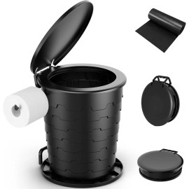 ‎PAHTTO Portable Toilet Retractable Porta Potty for Camping with Paper Holder and Lid