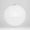 Quasimoon 12" White Round Paper Lantern, Even Ribbing, Hanging Decoration