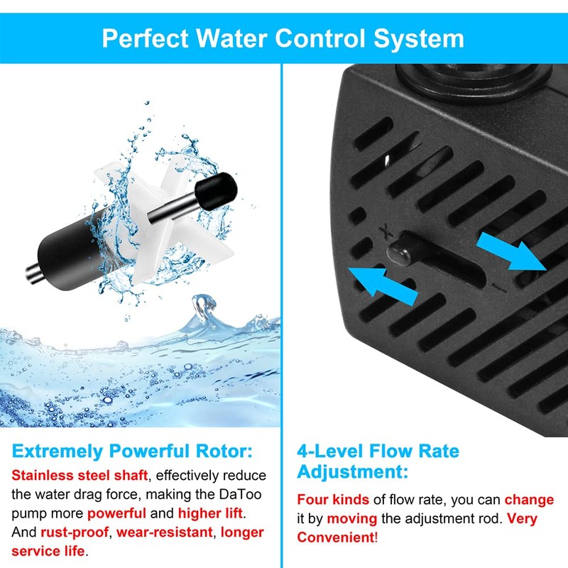 DaToo 95GPH 5W Small Submersible Water Pump Mini Fountain Pump