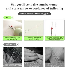 Upgraded 3 in 1 Automatic Needle Threaders Seam Ripper with Needle Storage,Needle Threaders for Hand Sewing, Embroidery,Quick Needle Threading Tool (1PCS-Green)