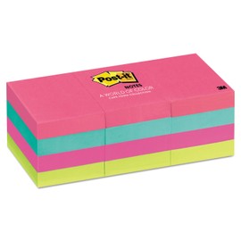 Post-it Notes 653AN, 1-3/8 in x 1-7/8 in (34,9 mm x 47,6 mm) Neon Colors