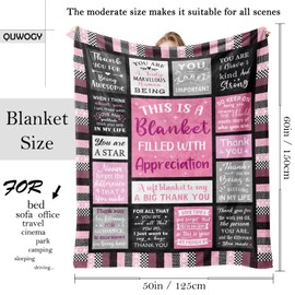 QUWOGY Thank You Gifts for Women Blanket 60"x50", Thank You Appreciation Gifts for Coworkers, Employee Appreciation Gifts, Teacher Employee Nurse Appreciation Gifts