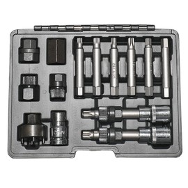 14 Piece Alternator Pulley Remove Kit Free Wheeling Pulley Remover Socket Drills Compatible with Ford Compatible with GM/VW