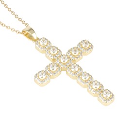 Cavalcade Cross Pendant for Car Rear View Mirror Rhinestone Decor Auto Faith Amulet Sparkly Religious Ornament Christian Gift, Gold