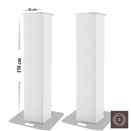 Pair of Totem Covers in Spandex, Truss Cover 30 x 30 cm, Choice of 4 Heights (150 cm Height, White)