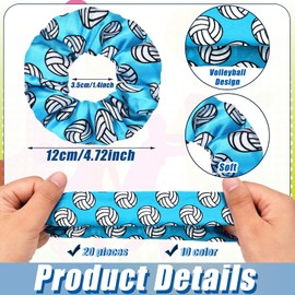 20 piezas de coleteros deportivos de seda de satén elástico para el pelo de los deportes, coleteros para el pelo del equipo de jugador, accesorios de pelo, 10 colores (patrón de voleibol)