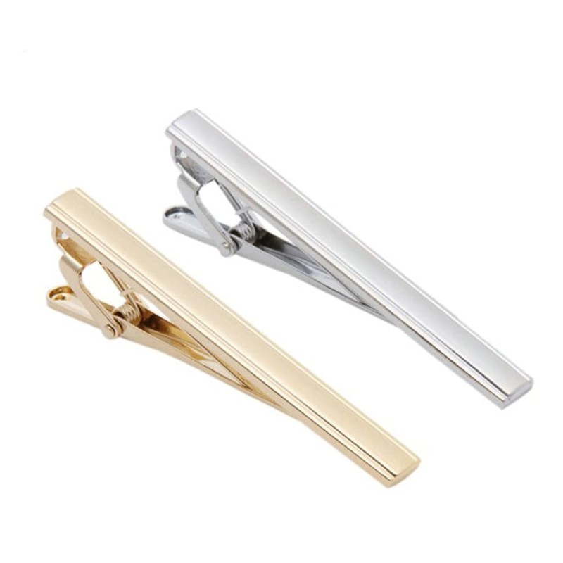 Men Metal Silver Tone Simple Necktie Tie Bar Clasp Clip