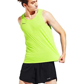 TLRUN Men's Running Tank Top Ultra Lightweight Marathon Singlet Shirts Dry Fit Yoga Workout Sleeveless T-Shirts(X-Large Yellow)