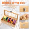Bamboo Tea Bag Organizer Storage Box, 5 Compartments Bamboo Tea
