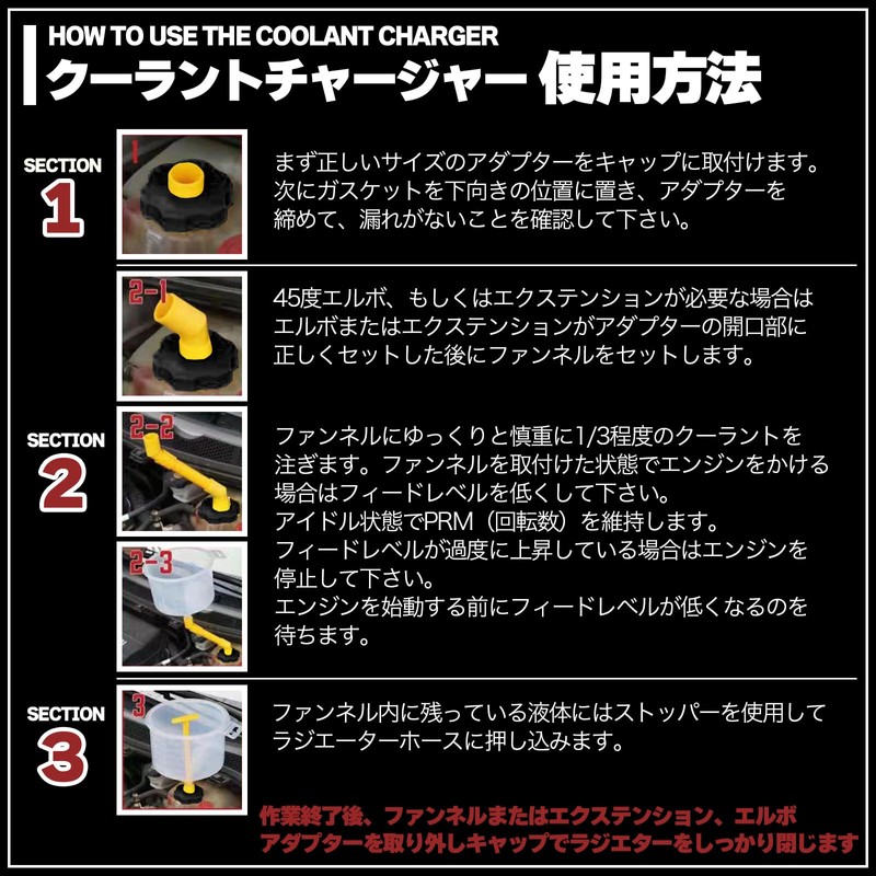 Coolant Charger, Air Release, Coolant Funnel, LCC Replacement, Set of