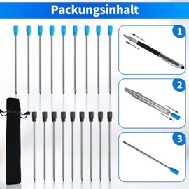 YUFFQOPC Pack of 20 2.75 Inch Ballpoint Pen Refills Ballpoint Pen Refills Short for Diamond Crystal Stylus Pens Universal Black/Blue Ballpoint Pen Refills for Pens with Velvet Bag (20)