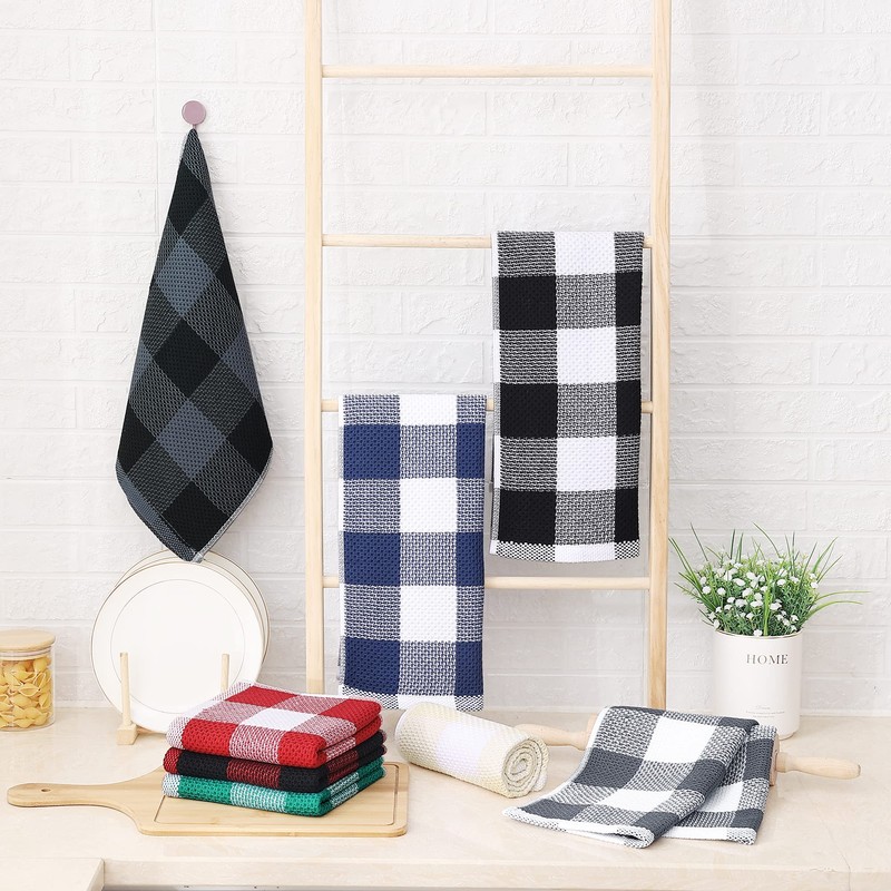 smiry 100% Cotton Kitchen Towels, 13" x 28", 4 Pack