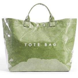 Large Tote Bag for Women PVC Totes Bags Kraft Paper Carry All Handbag Plastic Shoulder Purse Hobo Top Handle Bag for Work Travel,Waterproof Beach Trendy Totes, Short Reinforced Handle (A-green)
