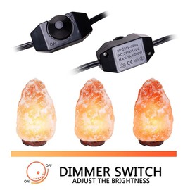 OHLGT 2-Pack Salt Lamp Cord Replacement with Dimmer Switch 5 feet Lamp Cord and 6-Pack Halogen Salt Lamp Bulbs(15 Watts)