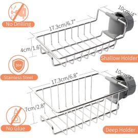 Shower Shelf No Drilling Stainless Steel for Shower Rail, Pack of 2 Soap Holder, Shower Bathroom Shelf, Shower Gel Holder, Shower Shelf for Shampoo Holder, Storage Shelf for Bathroom, Kitchen, Shower