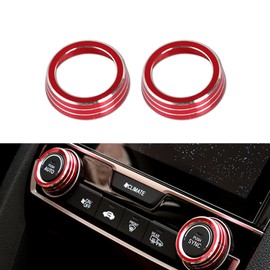 Xotic Tech 2pcs Centre Console AC Climate Control Knob Surrounding Ring Decoration Covers Compatible with Honda Civic 10th Gen 2016-2021 (Red)