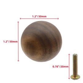 T Tulead 6 Pcs Wood Ball Knobs 1-1/5 Inch Round Wood Drawer Knobs Pulls Handles Cabinet Knobs for Kitchen Cabinets Furniture Dresser Wardrobe