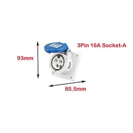 Blue Industrial Plug & Sockets - IP44 3Pin 16A Industrial Site Plug & Wall Socket Waterproof Plug Connector Socket (3Pin 16A Socket-A)