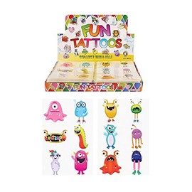 Henbrandt Monsters Temporary Tattoos for Children 24 Assorted Designs Perfect Party Bag Filler & Gift Idea for Children (Pack of 24)