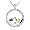 Quiges Stainless Steel Living Memory Cubic Zirconia Locket 30mm with
