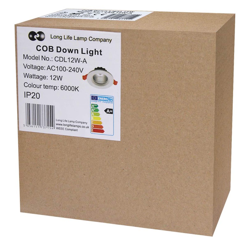 COB 12W Recessed Commercial LED Downlight Daylight 6000k AC100-240v PL