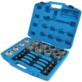 ACZCR 28pc Universal Press and Pull Sleeve Kit Bearings Bushes Removal Tool Bushes Bearings Tool Kit 4 x Pulling Spindles 4X Stop Plate Discs w/Case Fit Cars LCV and HGV Engines