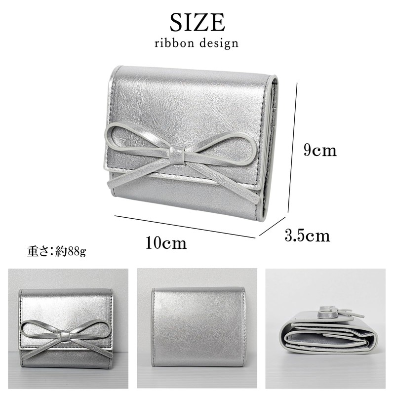 Crossmarbery (クロスマーベリー) Ribbon Mini Wallet, Box-Type Coin Purse, Easy to