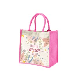 Mothers Day Gifts for Mum - Cotton Jute Shoulder Bag, Reusable Bags for Shopping, Mum Gifts, Book Bag, Travel Bag, Shopper Bags - Floral - Pink - L
