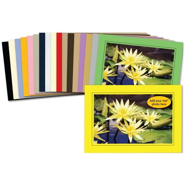 Photographer's Edge, Photo Insert Card Sample Pack, 16 Colored Cards, for 4x6 Photos