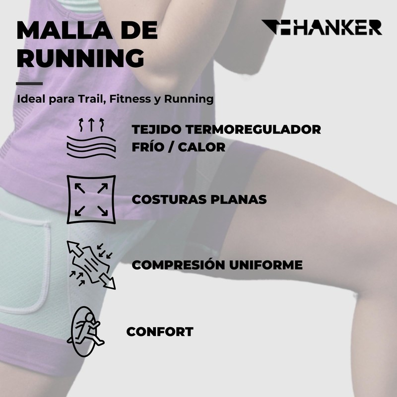 HANKER Women's Short Compression Leggings for Sports, Seamless Fabric and