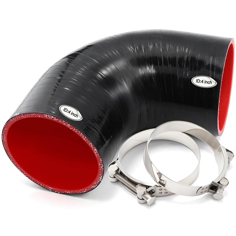 90 Degree Elbow Coupler ID 4 Inch 5-ply Silicone Hose&Clamp,3.5"Leg