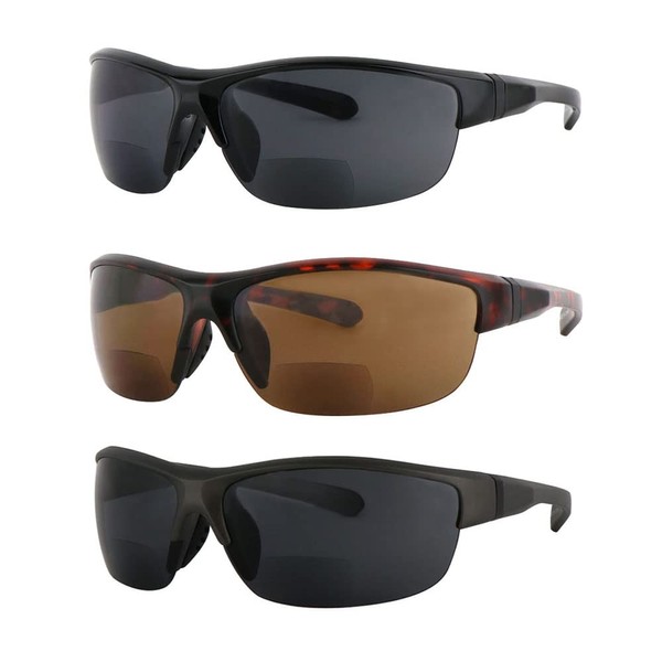 Hyyiyun 3 Pairs Bifocal Sunglasses for Men and Women, Half