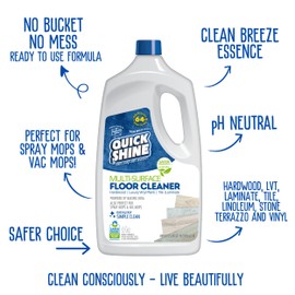 Quick Shine Multi Surface Floor Cleaner 64oz, Ready to Use-Streak Free-No Rinse, Use on Hardwood, Laminate, Luxury Vinyl Plank & Stone, Use in Spray Mops & Vac Mops, Safer Choice Cleaner