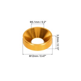MECCANIXITY M5 Cone Cup Countersunk Washers,Hole Dia 5.1mm/0.2 Aluminum Gaskets Cup Head Washer Gasket for Screw RC/FPV/PC/Drone/Mechanical Accessories Model Parts,Pack of 20(Gold)