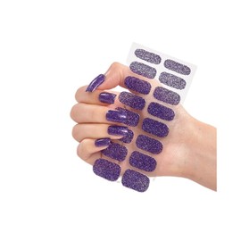 Generic 16Pcs Glitter Gradient Pure Color Full Nail Wraps Nail Polish Sticker Thick Cs034 Nail Wraps Stickers Manicure Supplies for Women Nails Full Long Lasting Easy Apply and Remove