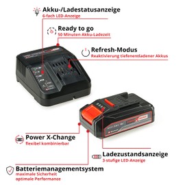 Einhell Original Einhell Starter Kit 2,5 Ah Akku und Ladeger?t Power X-Change (Li-Ion, 18 V, 50 min Ladezeit, passend fr alle Power X-Change Ger?te)