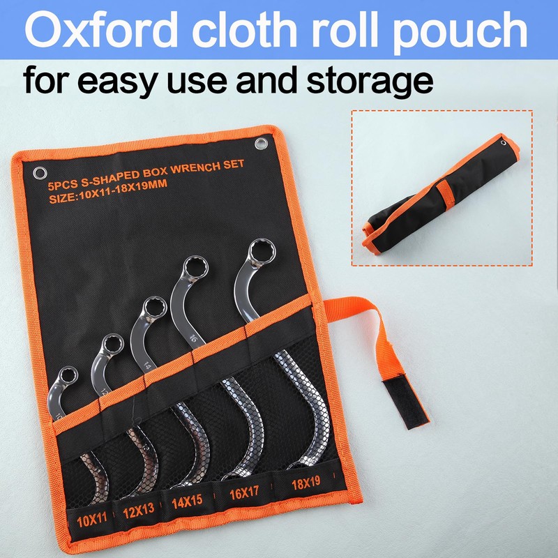 SPEEDWOX 5Pcs Metric S-Shaped Wrench Set With Double 12-Point Box