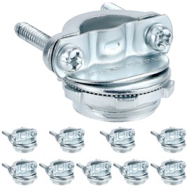 QWORK Cable Connector, 10 Pieces 3/4" Clamp Type Cable Connectors, Metal Connector for Metallic Conduit Protect Cables