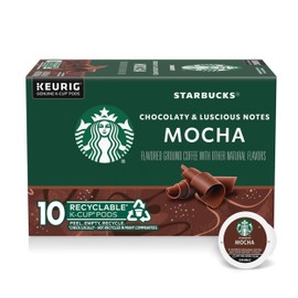 Starbucks K-Cup Coffee Pods, Flavored Hot or Iced Coffee, Mocha, 10 Keurig Pods