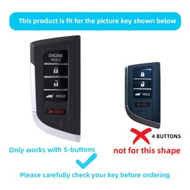 KULCSOK Key Fob Cover Compatible with Acura Integra RDX MDX 2024 2023 2022 Key Cover Case Silicone Key Protector Keychain 5 Buttons Black