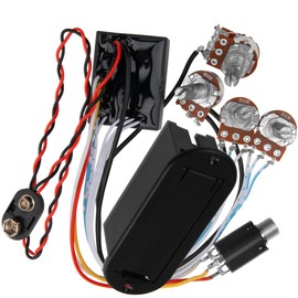 Yootones Prewired 2 Band Active Passive EQ Equalizer Preamp Circuit & 9V Pickup Battery Holder Case Compatible with Guitar Bass Instruments