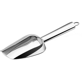 ANCLLO 6oz Stainless Steel Ice Scoop Coffee Bean Flour Scoop Scraper Food Buffet Party Wedding Kitchen Tool