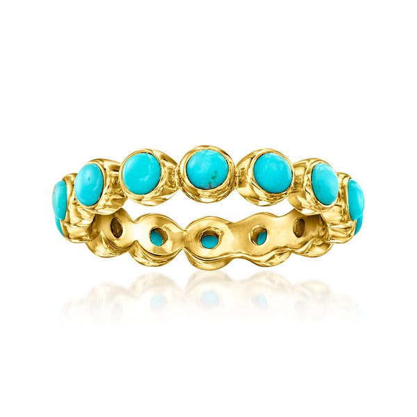 Ross-Simons Turquoise Eternity Band in 18kt Gold Over Sterling. Size