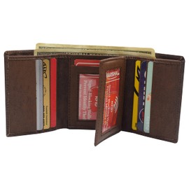 MARSHAL RFID Blocking Brown Men's Wallet Premium Leather Trifold Classic Wallets for Men
