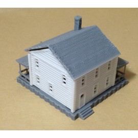 Outland Models Train Railway Layout Country 2-Story House White N Scale 1:160