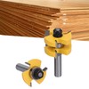 2Pcs Tongue Groove Router Bit T Shape 3 Teeth 1