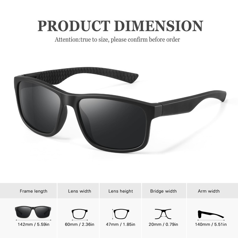 wearPro Sunglasses Mens womens Polarised with UV400 Protection Rectangular For