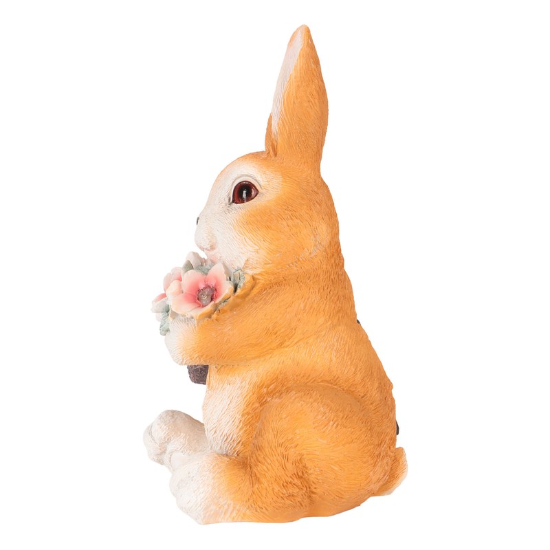 Solar Rabbit Statue Cute Handpainted Resin Bunny Statue Decor Rabbit