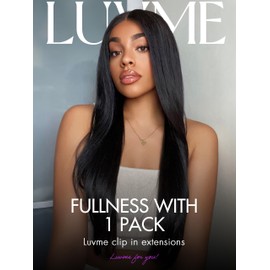 LUVME HAIR Clip in Hair Extensions Real Human Hair Fullness with 1 Pack 135g Silky Straight Thick Natural Black Hair Extensions Clip ins 7pcs 16clips 20 inch Hair Extensions