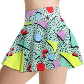 80s 90s Tennis Golf Skirts with Pockets - Retro High Waisted Athletic Skorts for Women, Workout Running PartyParty (Green, L)